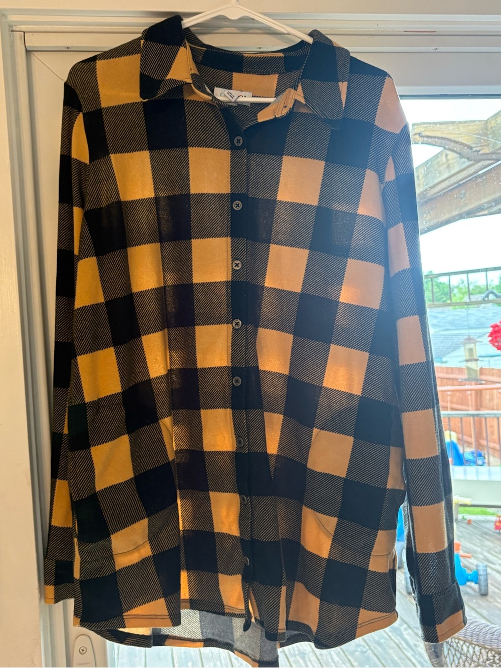 Denim&Co Mustard Yellow & Black Buffalo Plaid Tunic